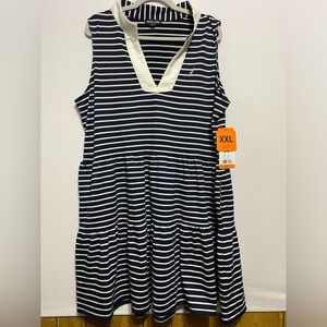 Nautica Jeans Women's Tiered Collar Sleeveless Mini Dress, Navy/Ivory, Size XXL